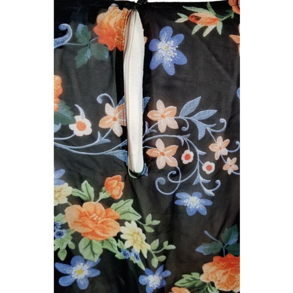 Forever 21+ Peplum Black Shirt Floral Print Women's Sheer Fabric Ruffles Size 3X - Picture 4 of 6